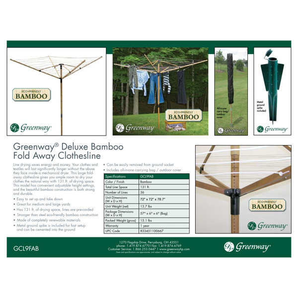Greenway Deluxe Umbrella Clothesline & Reviews Wayfair